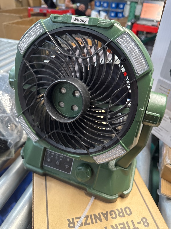Photo 1 of (PARTS) (NOT FUNCTIONAL) Misting Fan Portable Camping Fan 42800mAh Rechargeable with Remote Control, 3 LED Light & Stepless Speed Control & Cooling Spray with 6L Bucket, Timer Function, Portable Handle, Rotating Hanging Hook