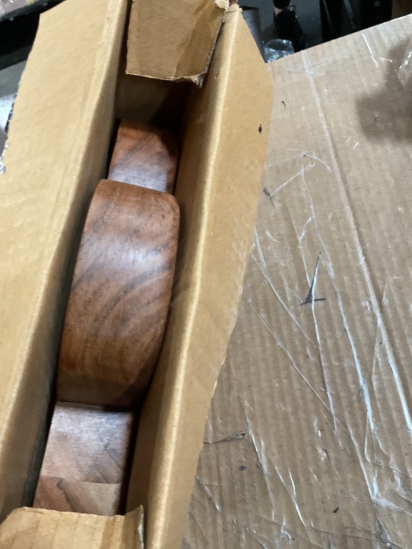 Photo 1 of *CHIPPED* Karma, Acacia Wood Shaped Serving Bowl, Shaped Wooden Compartment Divided, Wood Accent-Plates Divided Dessert Dish Serving Trays Platters, Flower