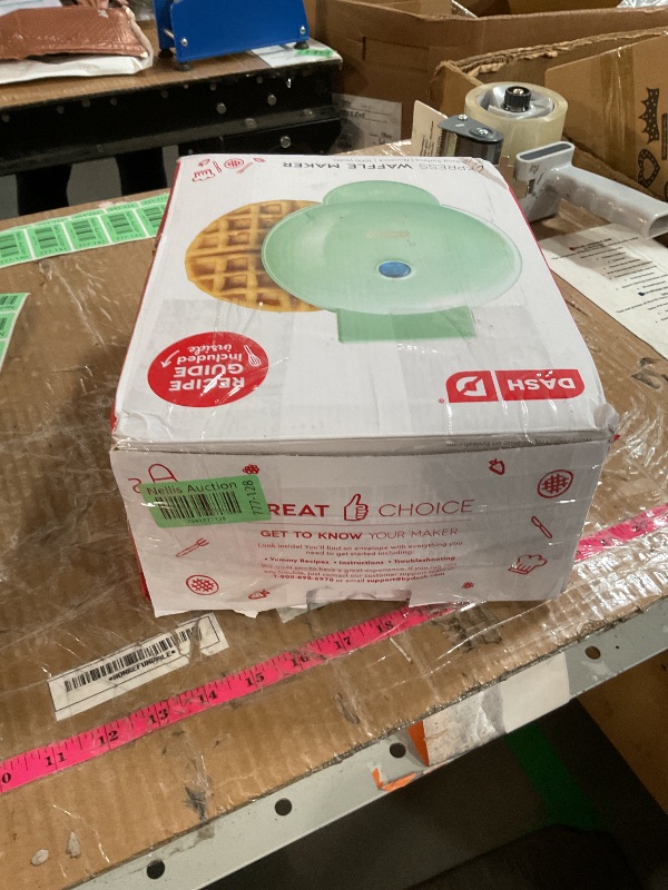 Photo 1 of (USED/DIRTY) (FAIR) DASH Express 8” Waffle Maker for Waffles, Paninis, Hash Browns + other Breakfast, Lunch, or Snacks, with Easy to Clean, Non-Stick Cooking Surfaces - Aqua