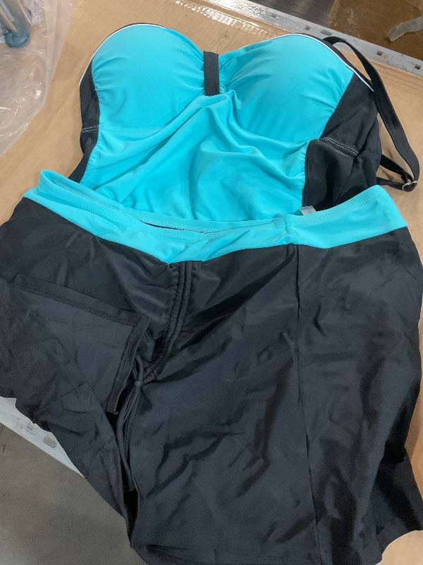 Photo 1 of (Used) (see images) Yonique Womens Underwire Tankini Swimsuits with Skirt Two Piece Bathing Suits Tummy Control Swimwear Light Blue L
