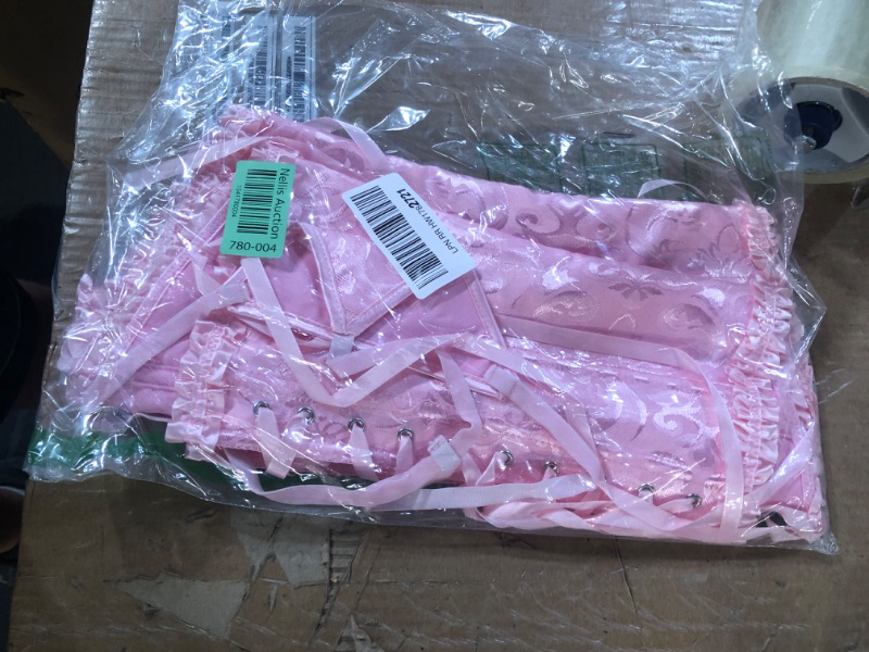 Photo 1 of (USED/FAIR) (BAGGED) SHYMMUO Women's Lacing Corset Top Satin Floral Boned Overbust Body Shaper Bustier Pink M