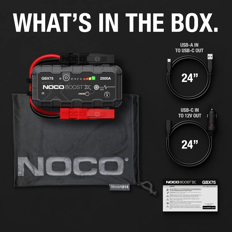 Photo 1 of (PARTS/SCRAP) (NON-FUNCTIONAL) NOCO Boost X GBX75: 2500A UltraSafe Jump Starter – 12V Lithium Battery Booster Pack, Portable Jump Box, Power Bank & Jumper Cables - for 6.5L Gas and 4.0L Diesel Engines