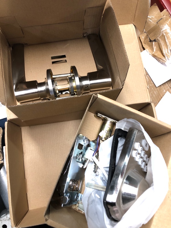 Photo 1 of (UNTESTED) (USED/FAIR) Veise Fingerprint Door Lock with 2 Lever Handles - Keyless Entry Door Lock, Electronic Keypad Deadbolt, Digital Smart Code & Front Handle Sets, Auto-Locking, Easy Installation, Satin Nickel