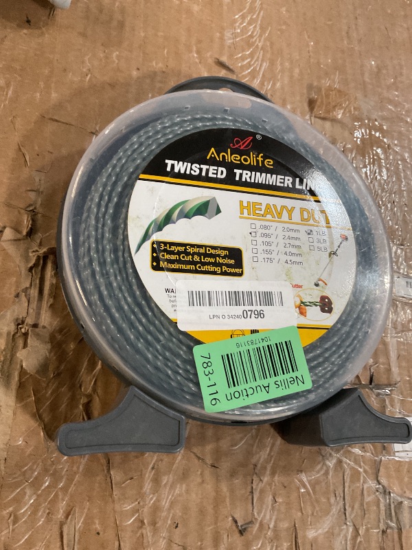 Photo 1 of A ANLEOLIFE 1-Pound Heavy Duty Twisted .095-inch-by-393-ft Dual Core String Spiral Trimmer Line Donut,with Bonus Line Cutter