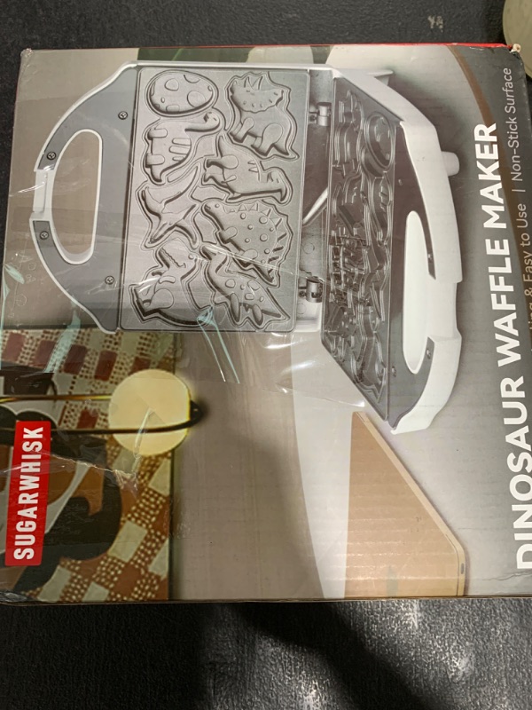 Photo 1 of SugarWhisk Dinosaur Mini Waffle Maker for Kids, Mini Pancake Maker Machine for Halloween, 8 Different Shaped Dinos in Minutes, Electric Non-Stick Waffle Iron, White