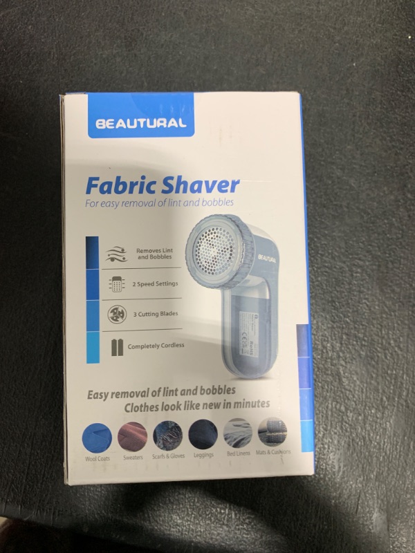Photo 1 of BEAUTURAL Fabric Shaver and Lint Remover, Sweater Defuzzer with 2-Speeds, 2 Replaceable Stainless Steel Blades, Battery Operated, Remove Clothes Fuzz, Lint Balls, Pills, Bobbles Gray