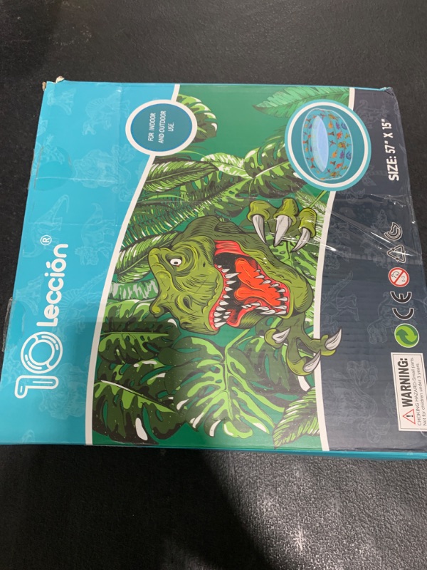 Photo 1 of Dinosaur Inflatable Kiddie Pool, Blow Up 3-Ring Round Baby Play Center for Inside or Outdoor, Toddler Ball Pit/Fishing/Toys - 57'x15'
