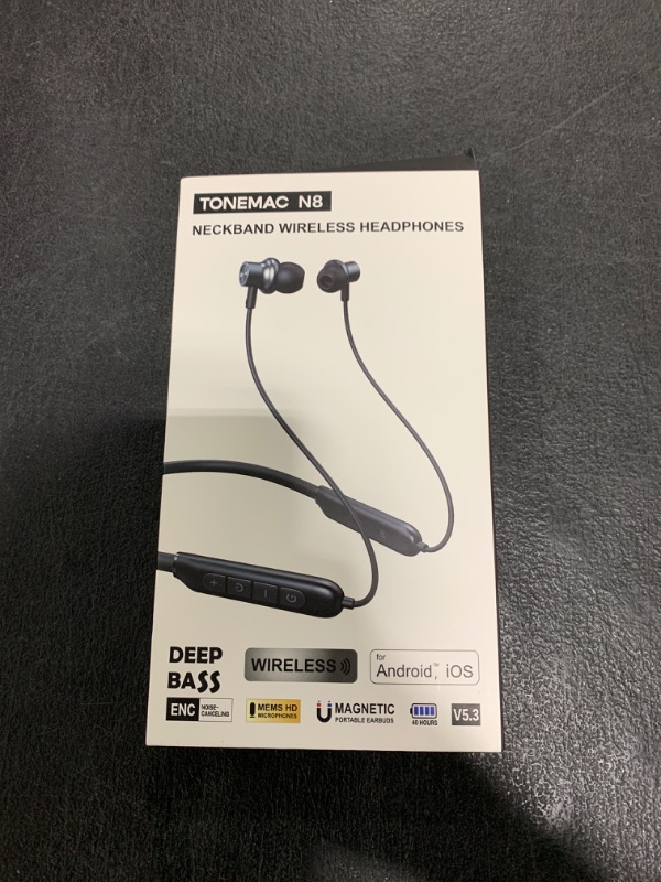 Photo 1 of TONEMAC N8 Bluetooth Neckband Earbuds | 40Hrs Playtime Headphones, IPX6 Waterproof, Deep Bass Earphones, Clear Calls, Headset for Music, Sports, and Phone Calls Blue