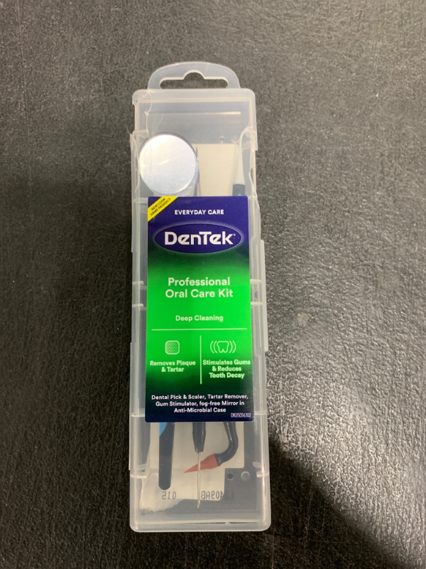 Photo 1 of DenTek Professional Oral Care Kit, Advanced Clean- Portable, Multiple Tips, Dental Pick, Scaler, Stimulator, and Dental Mirror, White