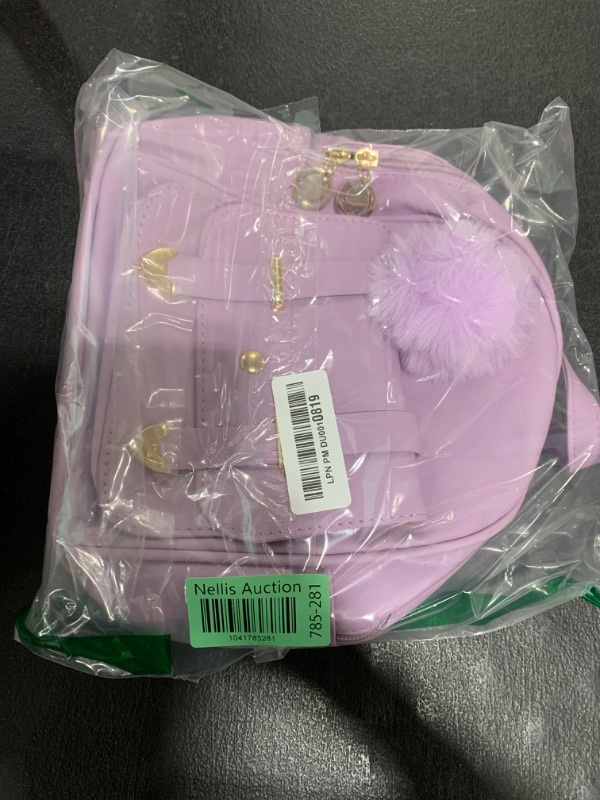 Photo 1 of I IHAYNER Girls Fashion Mini Backpack Purse for Women Teenage Girls - PU Leather Pompom Shoulder Bag in Purple
