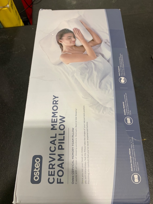 Photo 1 of Osteo Cervical Pillow for Neck Pain Relief, Hollow Design Odorless Memory Foam Pillows with Cooling Case, Adjustable Orthopedic Bed Pillow for Sleeping, Support for Side Back Sleepers