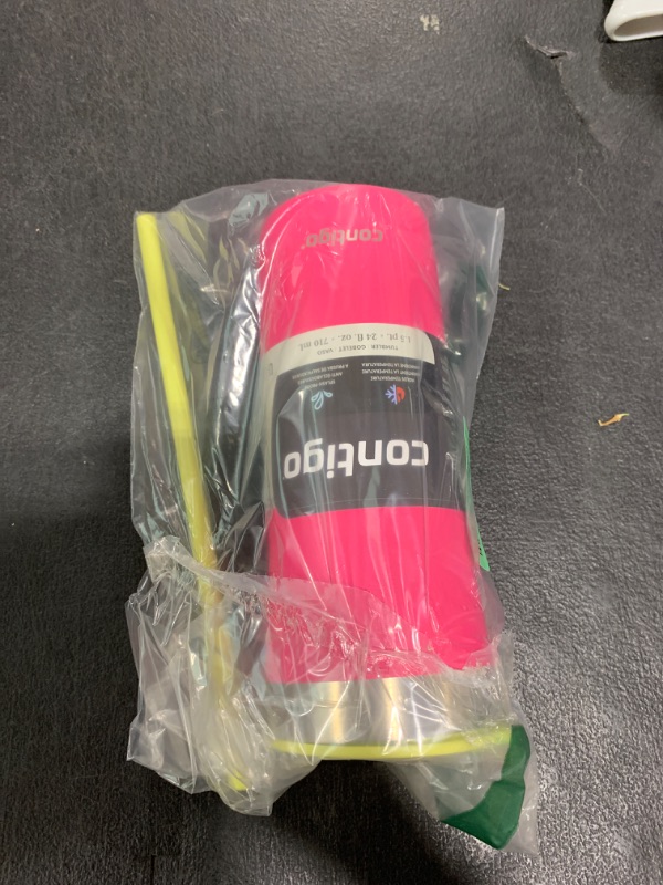 Photo 1 of Contigo Streeterville Stainless Steel Vacuum-Insulated Tumbler with Straw and Splash-Proof Slider Lid, Keeps Drinks Hot up to 8hrs or Cold for 24hrs, Great for Travel/Work/School, 24oz Wildberry