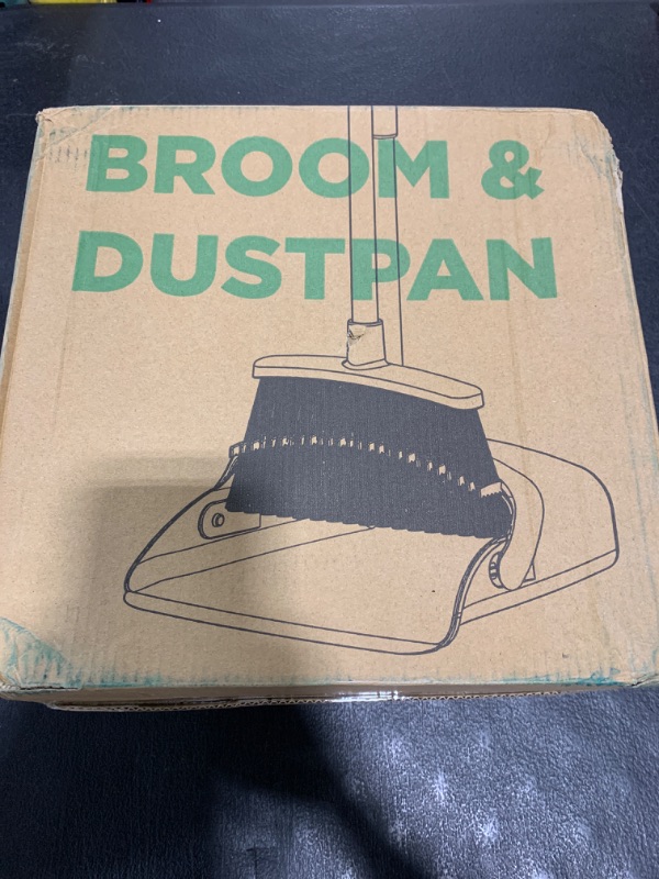 Photo 1 of Broom and Dustpan Set, 54-in Adjustable Handle Brooms for Sweeping Indoor with Dustpan Teeth to Automatically Clean Hair for Home, Kitchen, Room, Office