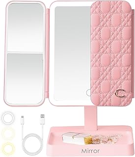 Photo 1 of Makeup Mirror Vanity Mirror with Lights, 83 LEDs, 360-Degree Uniform Fill Light, 3-Color Lighting, Touch Control, Trifold Makeup Mirror,Portable Led Travel Mirror