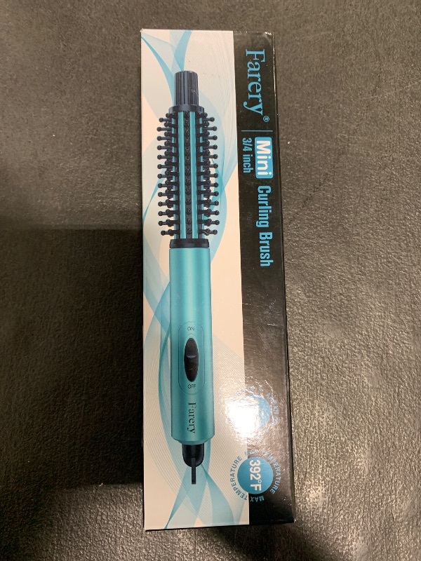 Photo 1 of Farery Mini Thermal Brush, Curling Iron 3/4 Inch, Heated Round Brush for Volumizing and Small Curls, Travel Size Curling Iron for Short & Thin Hair, Dual Voltage, One Heat 392°F, Blue