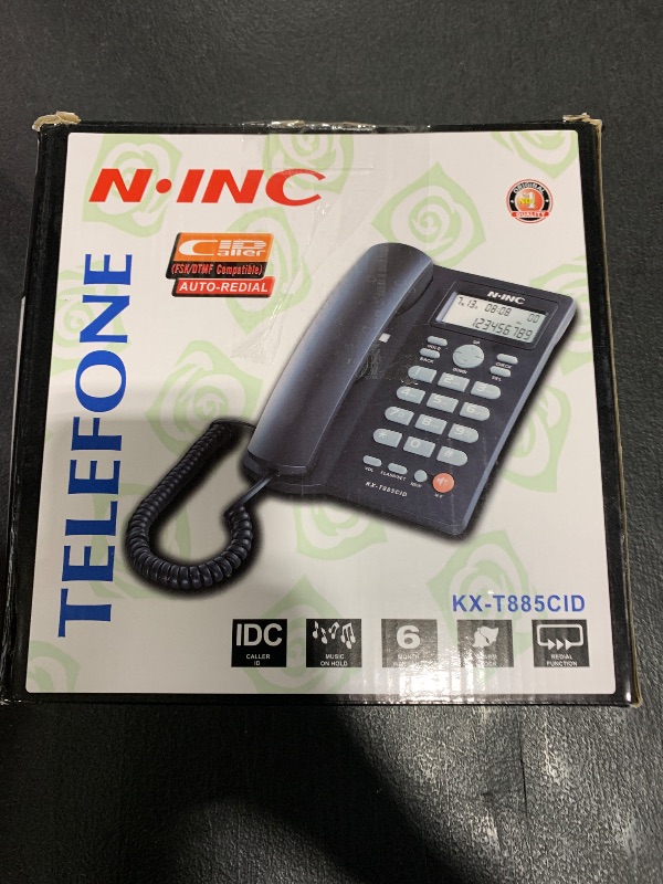 Photo 1 of Telephone, Caller ID Corded Telephones, Wired Phone English, Hands- Calling Home Office Hotel Landline Phone, Mute Function Desk Office Telephone(White)