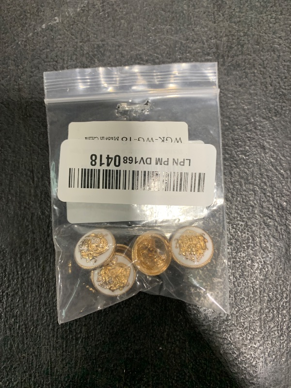 Photo 1 of 5 PCS Fashion Metal Gold Engraving Copper Button DIY for Handmade Clothing Accessories Coat Shank Buttons (White Gold, 18mm)