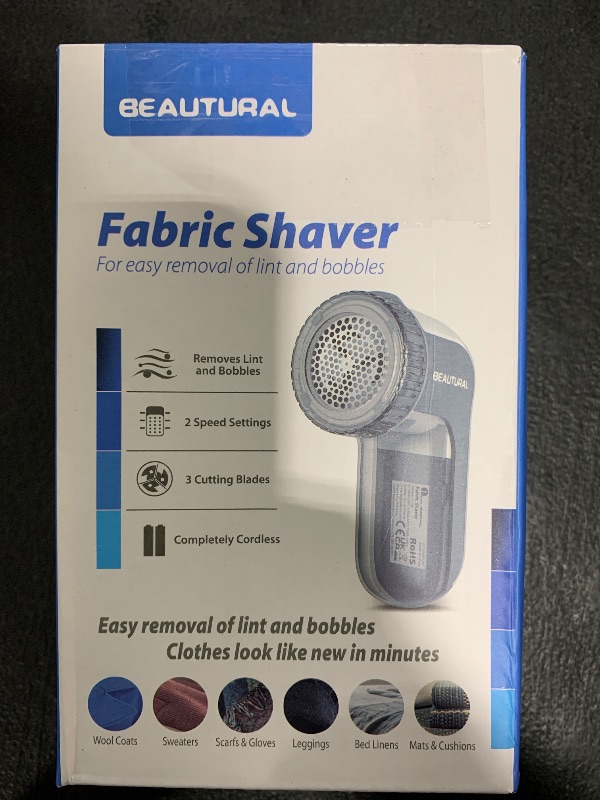 Photo 1 of BEAUTURAL Fabric Shaver and Lint Remover, Sweater Defuzzer with 2-Speeds, 2 Replaceable Stainless Steel Blades, Battery Operated, Remove Clothes Fuzz, Lint Balls, Pills, Bobbles Gray