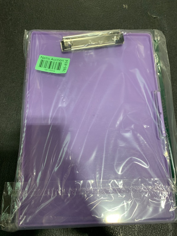Photo 1 of Clearview Clipboard with 2 Storage, Dry Erase 8.5x11 Heavy Duty ClipBoards - High Capacity Coaches Clip Board with Pen Holder - Side Opening Plastic Nursing Clip Case (Light Purple)