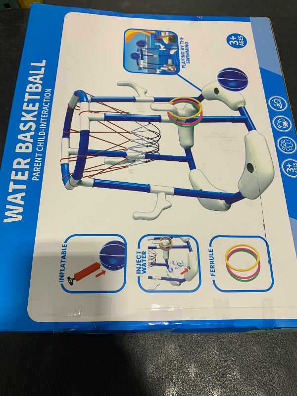 Photo 1 of NIPLOOOW Pool Basketball Hoop, 2-in-1 Floating Pool Toys Ring Game with 4 Balls and Pump, Outdoor Swimming Pool Basketball Games Water Play Toy Family Party for Kids Adults Age 3-12 (Blue)