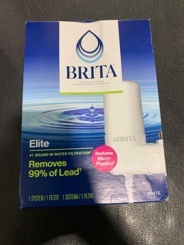 Photo 1 of Brita Faucet Mount Water Filter for Sink, Removes 99% of Lead, Elite Advanced Filtration System, Includes 1 Replacement Filter, White