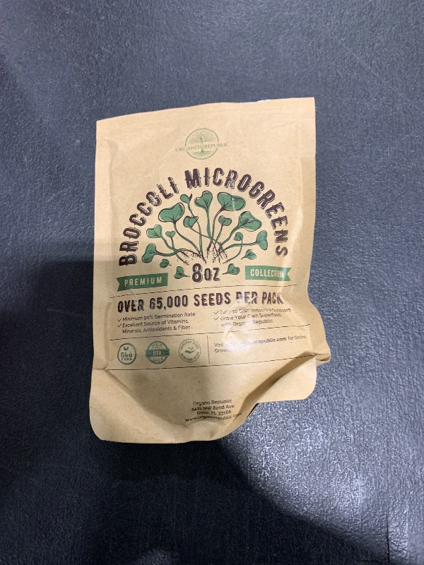 Photo 1 of Organo Republic Broccoli Sprouting & Microgreens Seeds - 65,000 Non-GMO Heirloom Seeds, Sprouts in Bulk 8oz Resealable Bag for Planting & Growing in Soil, Coconut Coir, Aeroponic & Hydroponic System