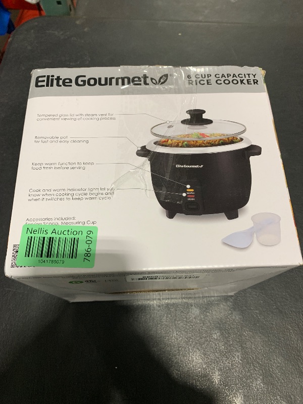 Photo 1 of Elite Gourmet ERC003B Electric Rice Cooker with Automatic Keep Warm Makes Soups, Stews, Grains, Hot Cereals, 6 Cups Cooked (3 Cups Uncooked), Black