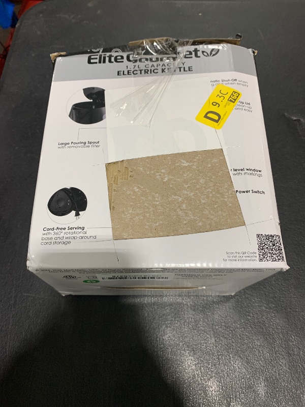 Photo 1 of Elite Gourmet EKT8690 1.7L Electric Tea Kettle 1500W Hot Water Heater Boiler BPA-Free, Fast Boil, Water Level Window and Auto Shut-Off, Black