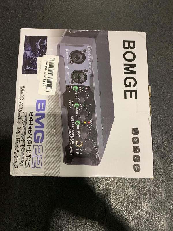 Photo 1 of BOMGE USB Audio Interface(24 bit/192 kHz) with XLR,phantom power,Direct Monitoring,Loopback for PC Recording,Streaming,Guitarist,Vocalist and Podcasting