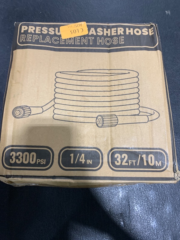 Photo 1 of Pressure Washer Hose 32FT, 3300PSI 1/4" Power Washer Hose with M22-14 Brass Thread for Gas & Electric Washer, Kink Resistant, No-Leak Design, Durable Replacement Hose for Pressure Washers