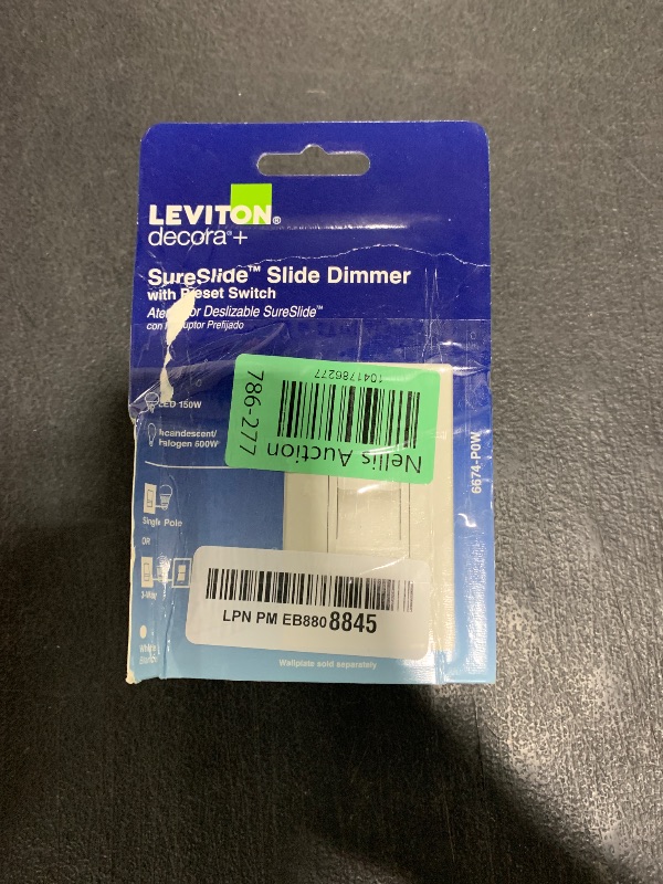 Photo 1 of Leviton SureSlide Dimmer Switch for Dimmable LED, Halogen and Incandescent Bulbs, 6674-P0W, White