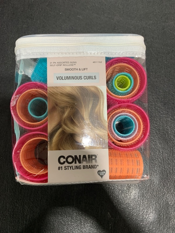 Photo 1 of Conair Heatless Curlers- heatless curls overnight - Hair Rollers for Lift & Volume - Assorted Sizes and Colors - Velcro Rollers - 31 Count w/storage case