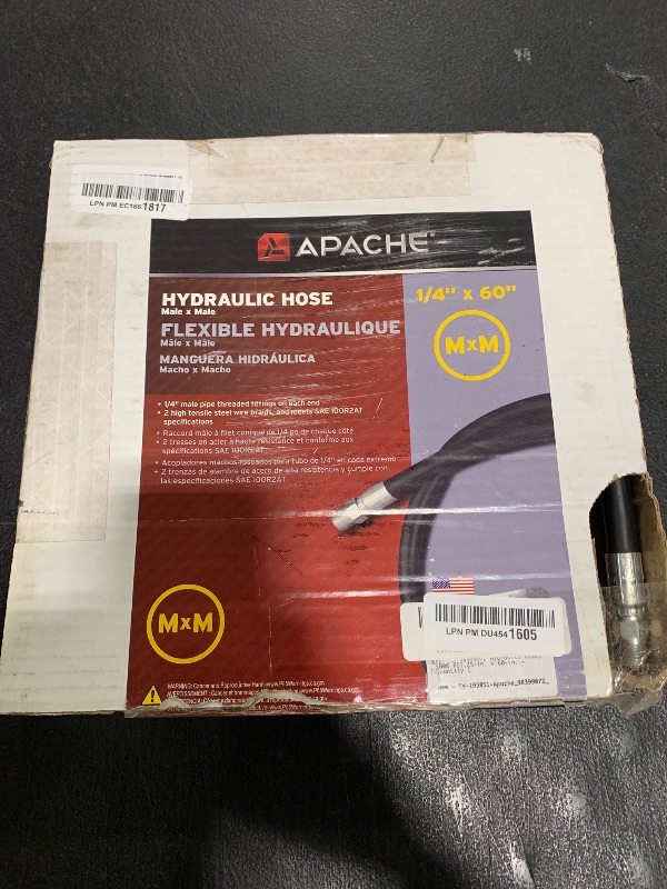 Photo 1 of Apache 98399072 Hydraulic Hose, 5000 PSI.25-in. x 60-in. - Quantity 1