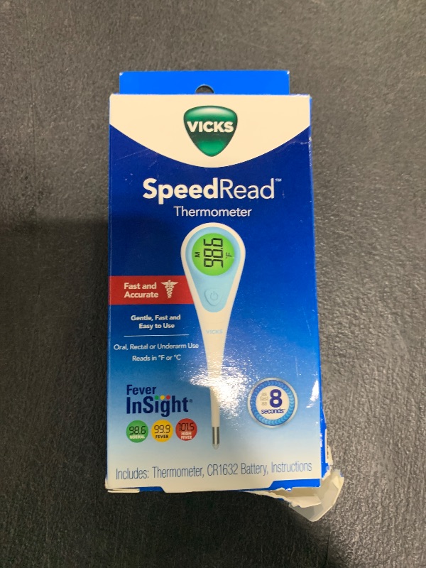 Photo 1 of Vicks SpeedRead Digital Thermometer with Color-Coded Temperature Readings, Use as Oral Thermometer, Baby Rectal Thermometer or Under The Arm, Water Resistant, FSA and HSA Eligible