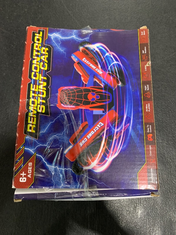 Photo 1 of Spider Remote Control Car for Kids - 2.4Ghz Fast RC Stunt Cars, 360° Rotating 4WD RC Crawler with Lights, Rechargeable Car Toy for Boys Ages 6 7 8 9 10 Birthday Blue&Red