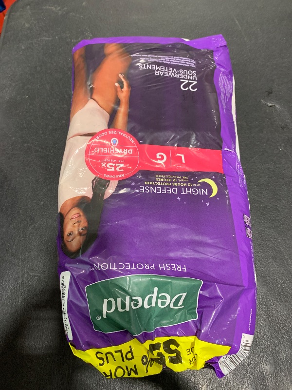 Photo 1 of Depend Night Defense Adult Incontinence & Postpartum Bladder Leak Underwear for Women, Disposable, Overnight, Large, Blush, 22 Count, Packaging May Vary