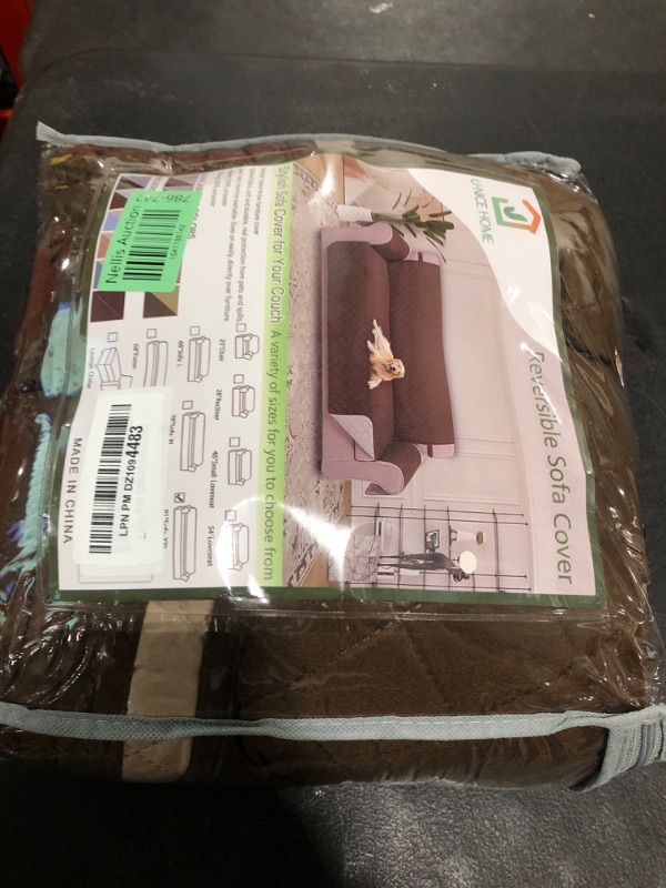 Photo 1 of U-NICE HOME 4 Seater Sofa Cover 91 Inch Large Couch Covers for 4 Cushion Couch with Elastic Straps Water Resistant Furniture Protector Cover for Pets Cat (Sofa XX-Large, Coffee/Beige)
