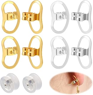 Photo 1 of 5 Pairs Earring Backs for Droopy Ears - Silver, Gold, Transparent - Copper, Silicone - Fish Hook Style
