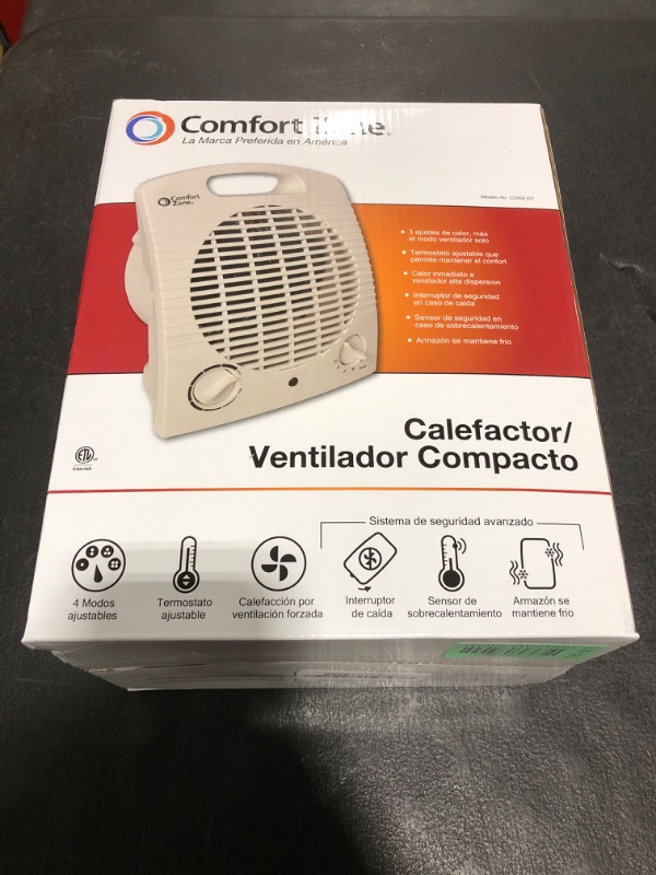 Photo 1 of Comfort Zone Indoor Space Heater, Portable, Fan Forced, Electric, Adjustable Thermostat, Overheat Sensor, Safety Tip-Over Switch, & Stay Cool Housing, Ideal for Home, Bedroom, & Office, 1,500W, CZ35E