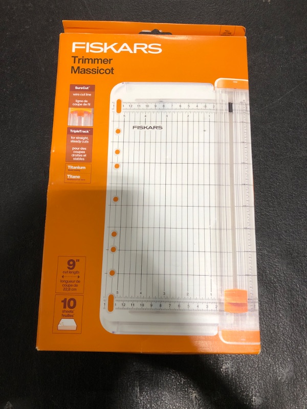 Photo 1 of Fiskars SureCut Portable Paper Cutter Fits in 3 Ring Binder - 9" Cut Length - Craft Paper, Cardstock and Photo Trimmer - Scrapbooking Tool