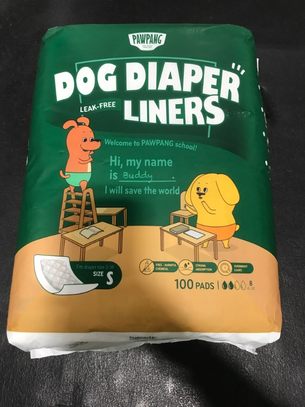 Photo 1 of PAWPANG Disposable Dog Diaper Liners Booster Pads for Male & Female Dogs, 100ct, 4 Sizes Options, Doggie Diaper Inserts fit Most Types of Dog Diapers - Pet Belly Bands & Male Wraps (Small (100 ct))