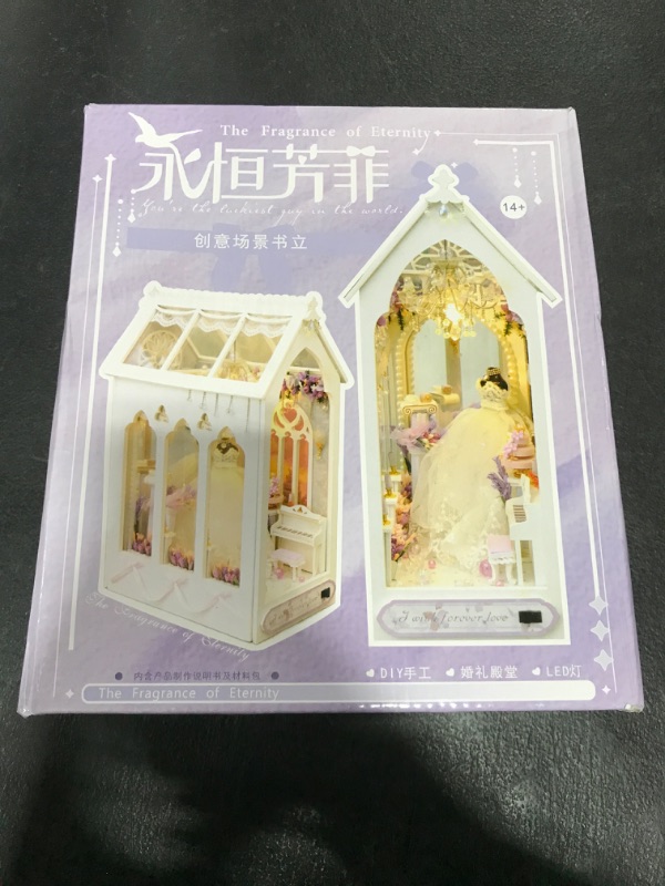 Photo 1 of Roroom DIY Book Nook Kit, DIY Dollhouse Booknook Bookshelf Insert Decor Alley,with Music Box 3D Wooden Puzzle with Book Nook Bookshelf Insert Wood Bookend Model Building (TC21)