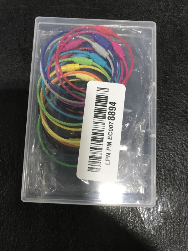 Photo 1 of SUNNYCLUE 1 Box 32 Pack Stainless Steel Loops 1.5mm Colorful Wire Keychain Cable Large Key Rings 6 inch Key Chain for Luggage Tags, Key Tags, Keyrings, Kitchen Utensils, Duster-Assorted Colors