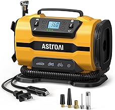 Photo 1 of AstroAI Tire Inflator Portable Air Compressor Pump 150PSI 12V DC/110V AC with Dual Metal Motors &LED Light? Automotive Car Accessories&Two mode for car, bicycle tires and air mattresses, Yellow

