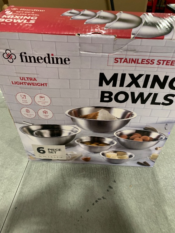 Photo 1 of FineDine Stainless Steel Mixing Bowls Set for Kitchen, Dishwasher Safe Nesting Bowls for Cooking, Baking, Meal Prepping