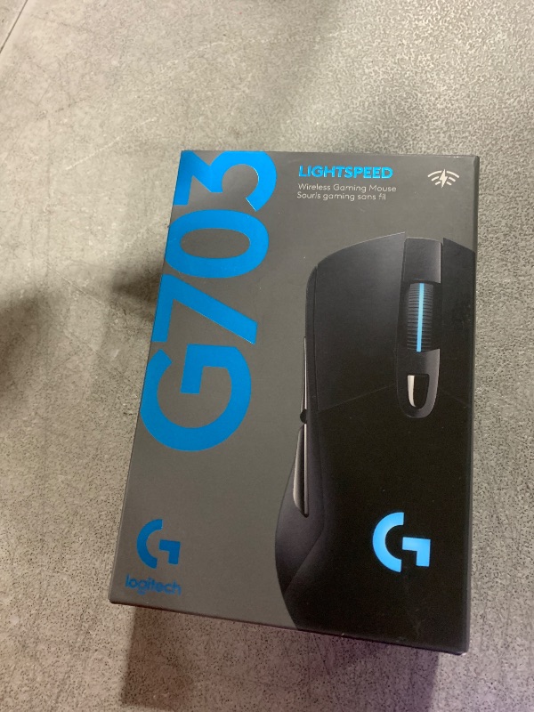 Photo 1 of Logitech G703 Lightspeed Wireless Gaming Mouse W/Hero 25K Sensor, PowerPlay Compatible, Lightsync RGB, Lightweight 95G+10G Optional, 100-25, 600 DPI, Rubber Side Grips - Black