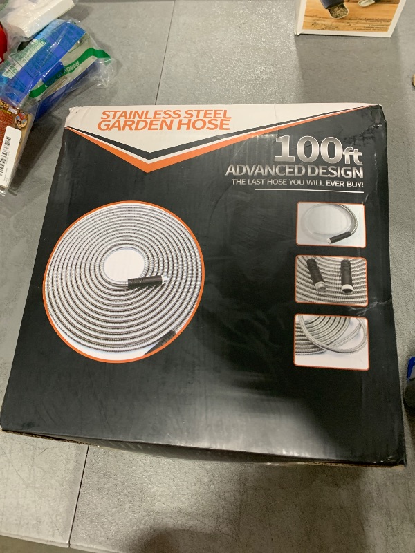 Photo 1 of 100 ft Stainless Steel Garden Hose - 2025 Upgraded Metal Water Hoses with 3/4" Solid Brass Fitting, Extra Strength Materials - Lightweight,Ultra Flexible,Durable,Kink-Less Water Hoses For Yard Camper