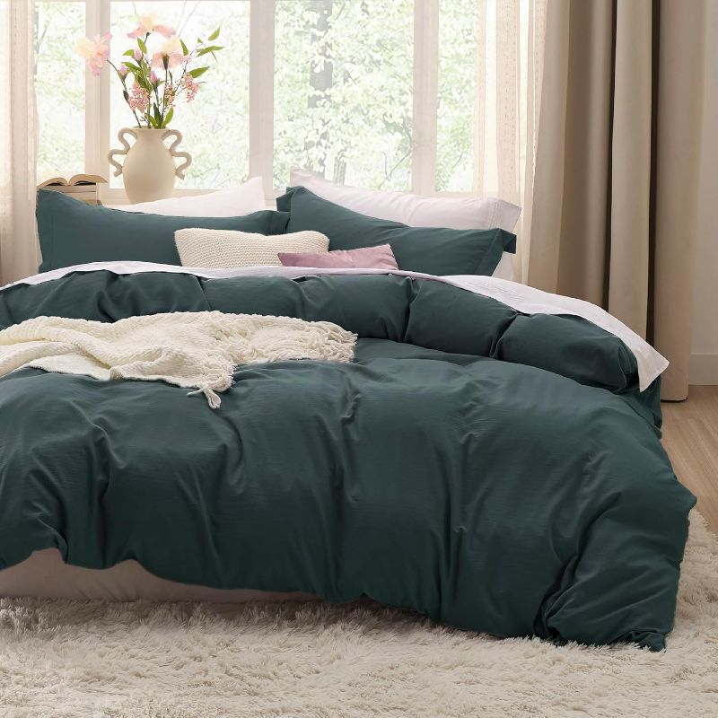 Photo 1 of Bedsure Duvet Cover Queen Size - 3 Pieces Prewashed Extra Soft Bedding Set, Includes 1 Duvet Cover 90x90 Inches with Zipper Closure & 2 Pillow Shams, Linen, Comforter Not Included
