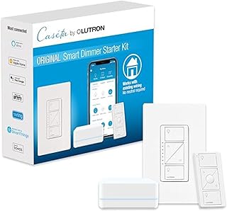 Photo 1 of Lutron Caseta Original Smart Dimmer Switch Kit, 2 Dimmer Switches, 2 Wall Plates, 2 Pico Remotes, and Smart Hub, Works with Alexa, Apple Home, Google Home, 3 Way, 150W, No Neutral, P-BDG-PKG2W-A