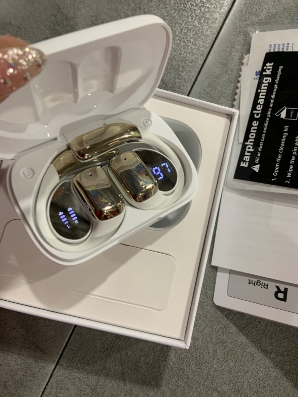 Photo 1 of DARONGFENG Open Ear Wireless Bluetooth Headphones, Pain-Free Air Conduction Ear Buds with LED Digital Display Charging Case, Sweat Resistant for Running, Safe Driving, and Extended Daily Use